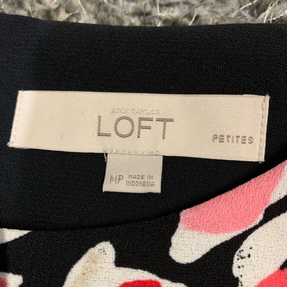 LOFT petite MP black floral abstract dress - Picture 4 of 5